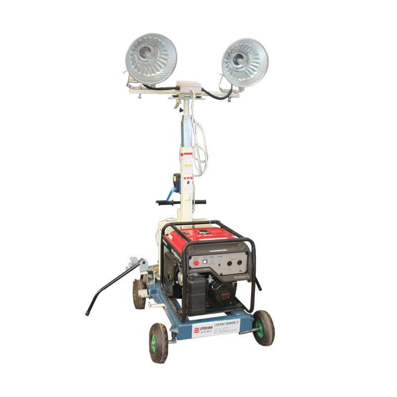 Hand push and hand lift mobile lighting tower with 2*400W LED lifting