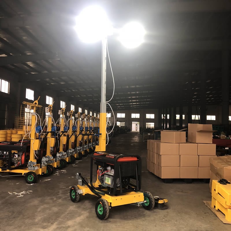 Hand push and hand lift mobile lighting tower with 2*1000W LED lifting