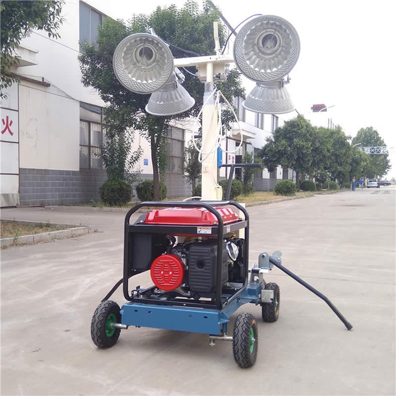 Hand push and hand lift mobile lighting tower with 4*1000W LED lifting